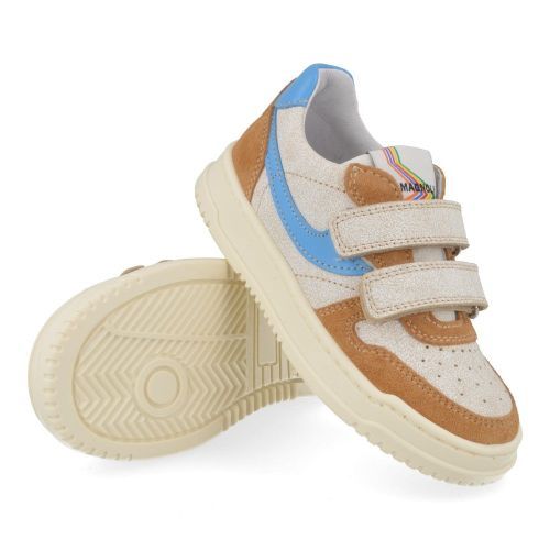 Romagnoli sneakers cognac Jongens (cognac sneaker met velcrosluiting - 8709R126) - Junior Steps