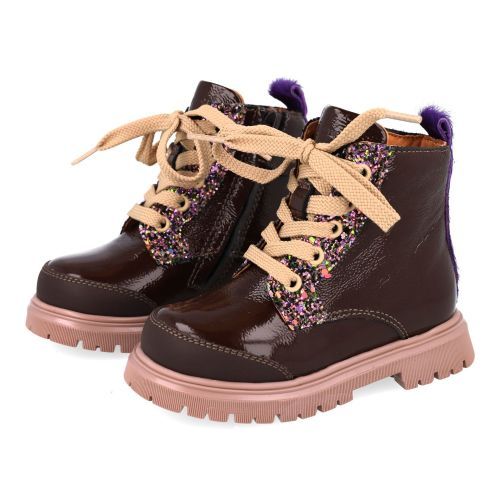 Romagnoli veterboot bruin Meisjes (Donker bruine lak bottine met beschermde - 9071R004) - Junior Steps