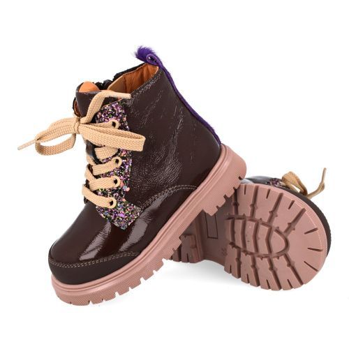 Romagnoli veterboot bruin Meisjes (Donker bruine lak bottine met beschermde - 9071R004) - Junior Steps