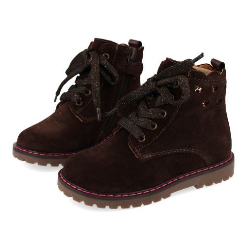 Romagnoli veterboot bruin Meisjes (Donker bruine suéde bottine  - 9164R004) - Junior Steps