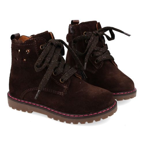 Romagnoli veterboot bruin Meisjes (Donker bruine suéde bottine  - 9164R004) - Junior Steps