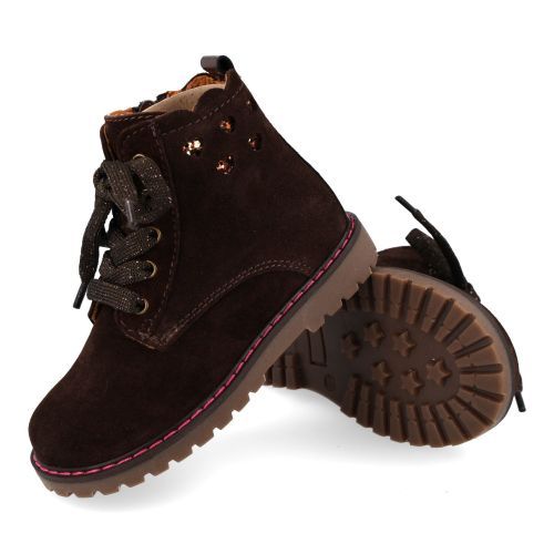 Romagnoli veterboot bruin Meisjes (Donker bruine suéde bottine  - 9164R004) - Junior Steps