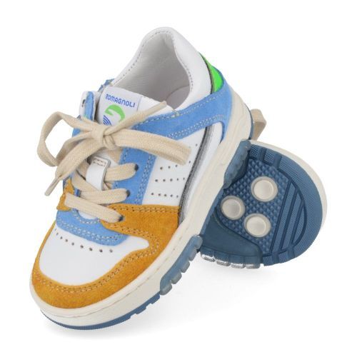 Romagnoli sneakers ecru Jongens ( - ecru blauw sneakertje6196R126) - Junior Steps