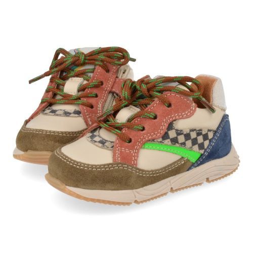Romagnoli sneakers beige Jongens (kaki beige combi sneakertje - 7175R163) - Junior Steps