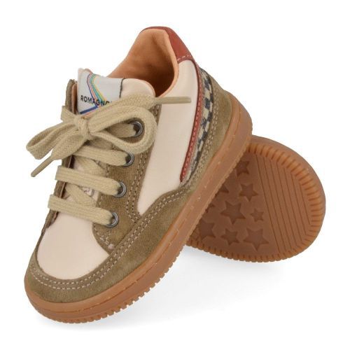 Romagnoli sneakers kaki Jongens (kaki beige eerste stap schoentje - 7050R063) - Junior Steps