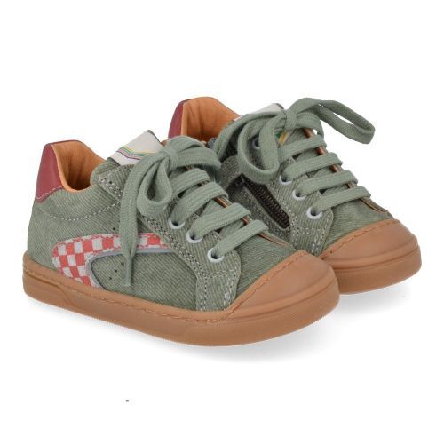 Romagnoli sneakers kaki Jongens (kaki sneaker met rubberen top - 7179R084) - Junior Steps