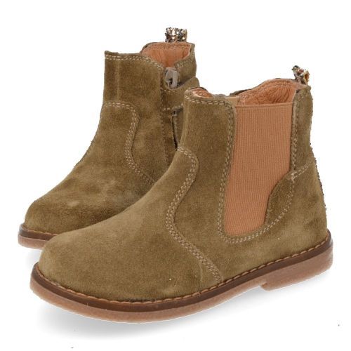 Romagnoli laarzen kort kaki Meisjes (kaki suéde korte laars met glitter bandj - 7176R065) - Junior Steps