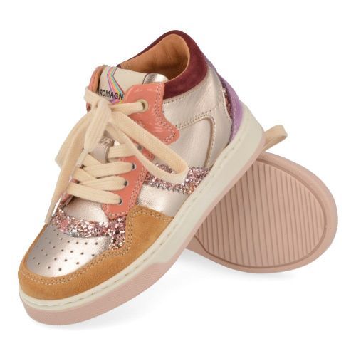 Romagnoli sneakers GOUD Meisjes (kinderschoen in goud metallic met glitte - 7350R024) - Junior Steps