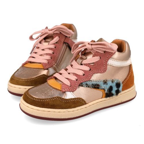 Romagnoli sneakers roze Meisjes (kinderschoen roze - lichtblauw leopard a - 9612R087) - Junior Steps