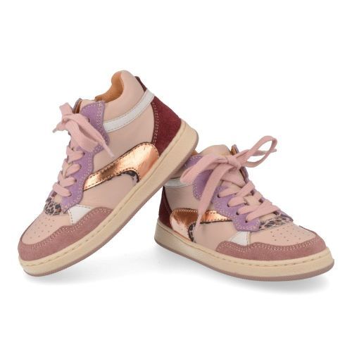 Romagnoli sneakers roze Meisjes (kinderschoen roze sneaker met leopard - 7400R071) - Junior Steps