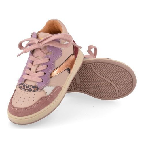 Romagnoli sneakers roze Meisjes (kinderschoen roze sneaker met leopard - 7400R071) - Junior Steps