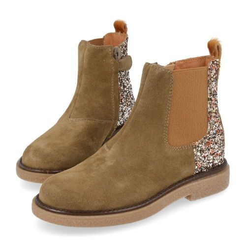 Romagnoli laarzen kort kaki Meisjes (Korte laars kaki-glitter - 7404R065) - Junior Steps