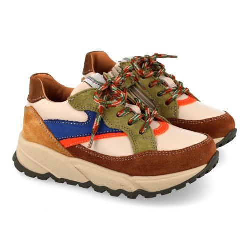 Romagnoli sneakers kaki Jongens (sneaker combi kaki fluo oranje - 7364R263) - Junior Steps