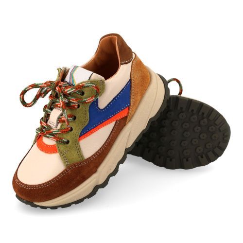 Romagnoli sneakers kaki Jongens (sneaker combi kaki fluo oranje - 7364R263) - Junior Steps