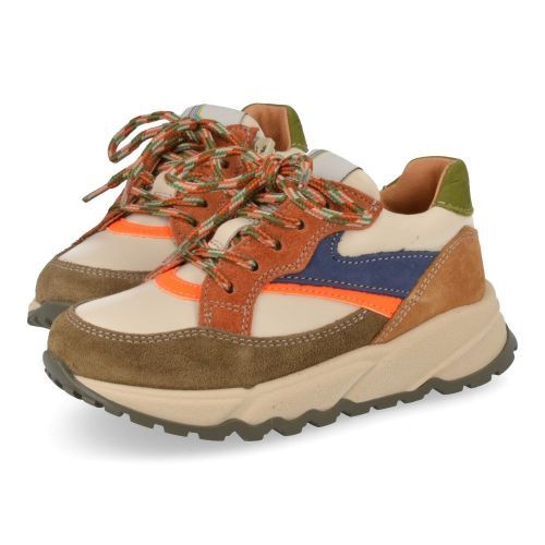 Romagnoli sneakers kaki Jongens (sneaker combi kaki fluo oranje - 7364R363) - Junior Steps