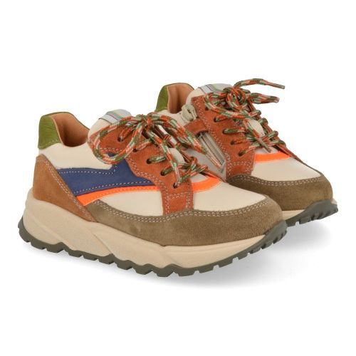 Romagnoli sneakers kaki Jongens (sneaker combi kaki fluo oranje - 7364R363) - Junior Steps