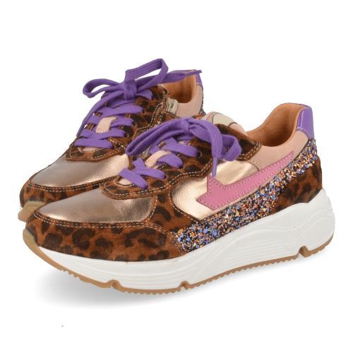 Romagnoli sneakers roze Meisjes (sneaker combi rozé - leopard suéde - 7462R087) - Junior Steps