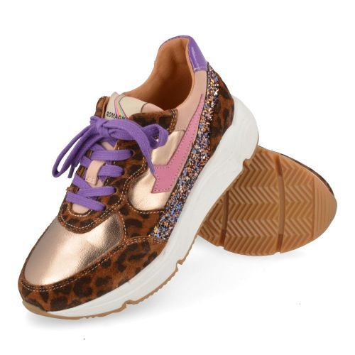 Romagnoli sneakers roze Meisjes (sneaker combi rozé - leopard suéde - 7462R087) - Junior Steps