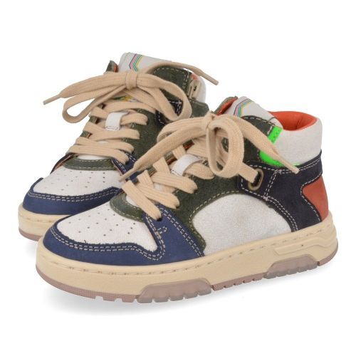 Romagnoli sneakers ecru Jongens (Sneaker ecru used leather look- multi kl - 7386R126) - Junior Steps