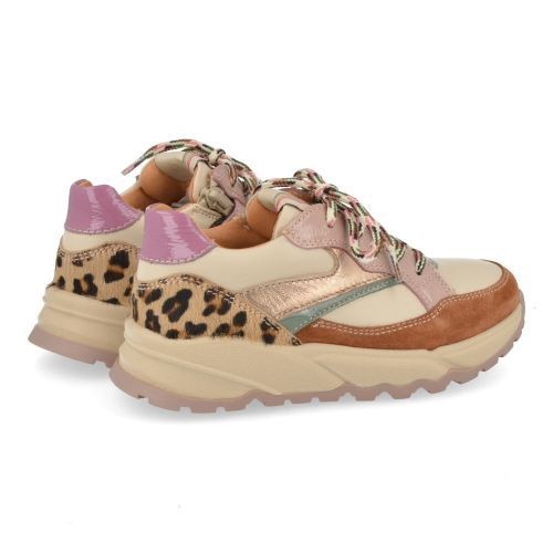 Romagnoli sneakers ecru Meisjes (sneaker in combi kleur roze en leopard - 7364R063) - Junior Steps