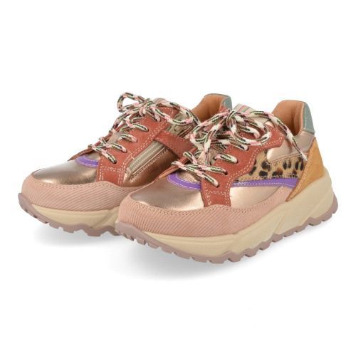Romagnoli sneakers roze Meisjes (sneaker in combi kleur roze en leopard - 7364R087) - Junior Steps