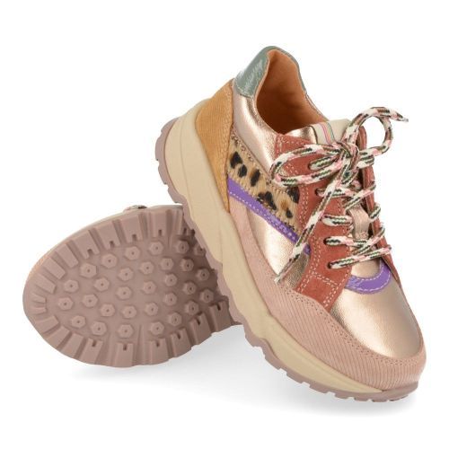 Romagnoli sneakers roze Meisjes (sneaker in combi kleur roze en leopard - 7364R087) - Junior Steps