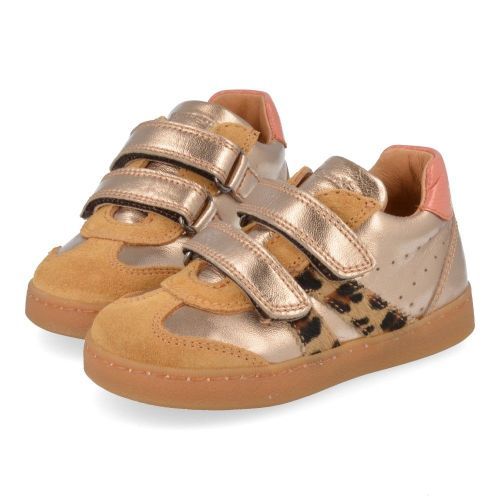 Romagnoli sneakers beige Meisjes (sneaker met klittenband en leopard accen - 7190R087) - Junior Steps