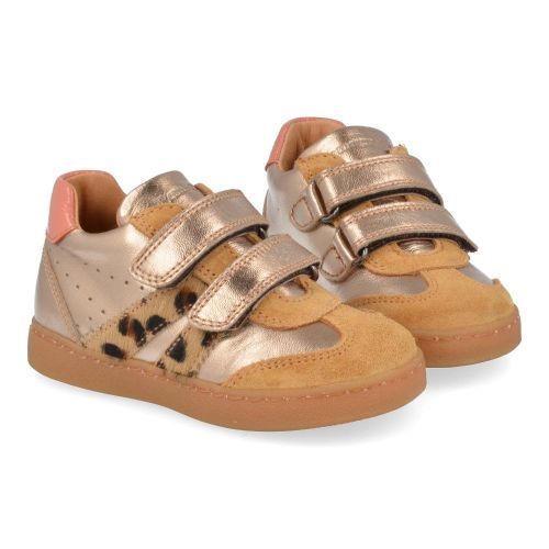 Romagnoli sneakers beige Meisjes (sneaker met klittenband en leopard accen - 7190R087) - Junior Steps