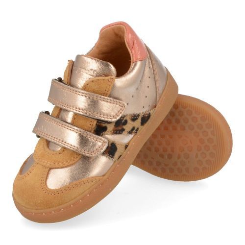 Romagnoli sneakers beige Meisjes (sneaker met klittenband en leopard accen - 7190R087) - Junior Steps