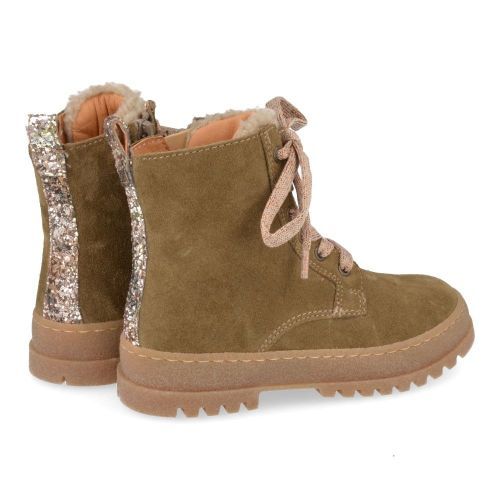 Romagnoli veterboot kaki Meisjes (veterboots suéde kaki met glitter accent - 7351R065) - Junior Steps