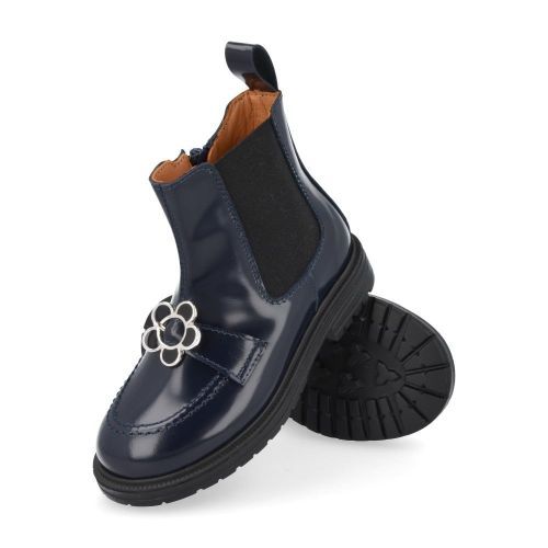 Rondinella laarzen kort blauw Meisjes (Blauwe Chelsea laars met bloem - 12097/3A) - Junior Steps