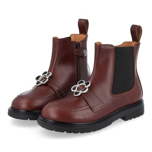 Rondinella laarzen kort bordeaux Meisjes (Bordeaux Chelsea laars met bloem - 12097/3) - Junior Steps