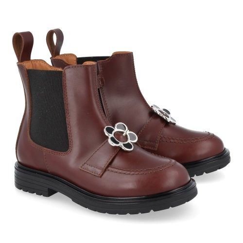 Rondinella laarzen kort bordeaux Meisjes (Bordeaux Chelsea laars met bloem - 12097/3) - Junior Steps