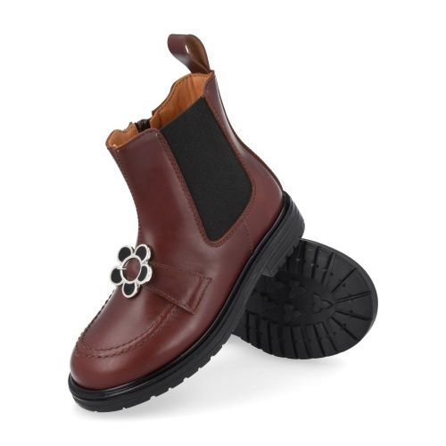 Rondinella laarzen kort bordeaux Meisjes (Bordeaux Chelsea laars met bloem - 12097/3) - Junior Steps