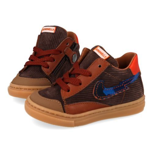 Rondinella sneakers donkerbruin Jongens (Bruin suéde sneaker met rubber top  - 4747AC) - Junior Steps