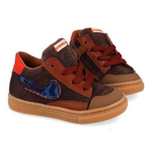 Rondinella sneakers donkerbruin Jongens (Bruin suéde sneaker met rubber top  - 4747AC) - Junior Steps