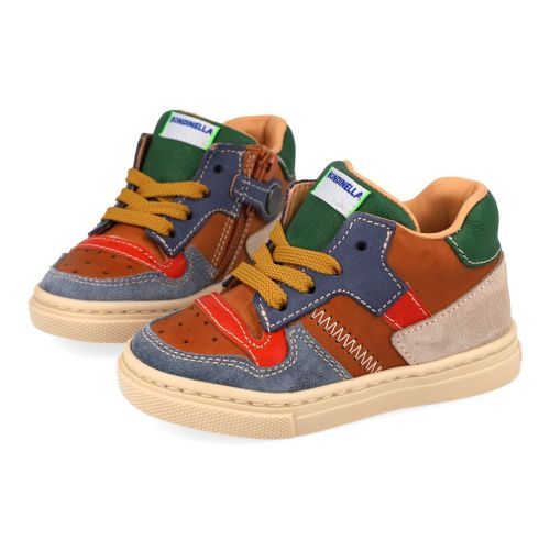 Rondinella sneakers cognac Jongens (cognac combi sneakertje - 4764BD) - Junior Steps