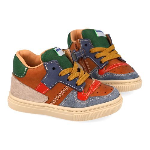 Rondinella sneakers cognac Jongens (cognac combi sneakertje - 4764BD) - Junior Steps