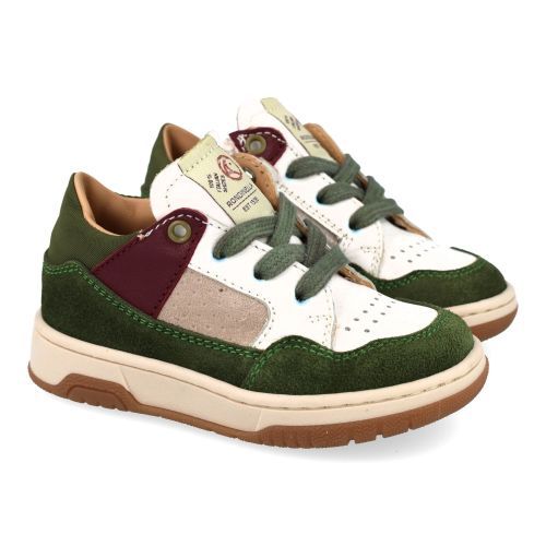Rondinella sneakers kaki Jongens (ecru sneaker combi kaki - 4836-2B) - Junior Steps