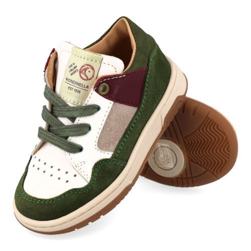 Rondinella sneakers kaki Jongens (ecru sneaker combi kaki - 4836-2B) - Junior Steps