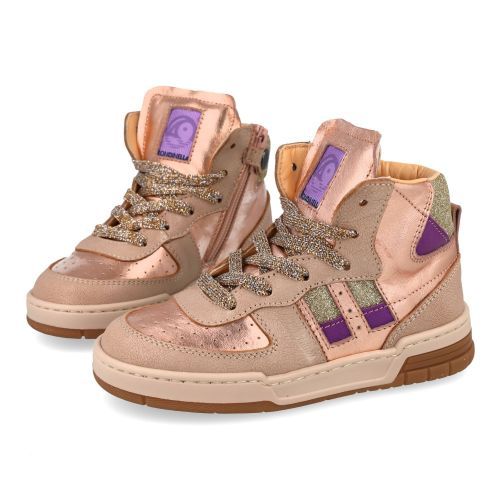 Rondinella sneakers GOUD  (goud metallic sneaker met lila accent - 12235-2P) - Junior Steps