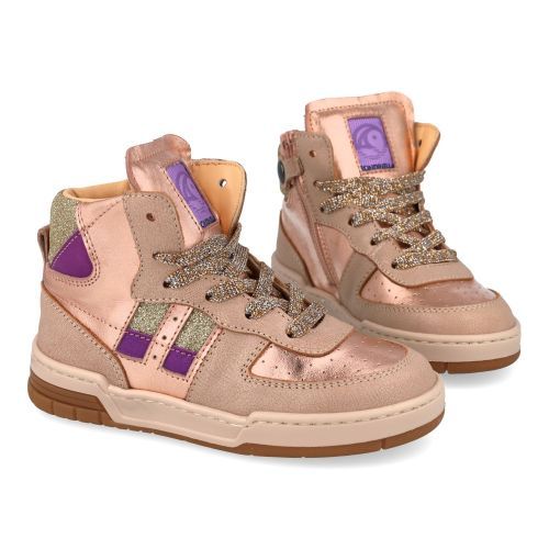 Rondinella sneakers GOUD  (goud metallic sneaker met lila accent - 12235-2P) - Junior Steps