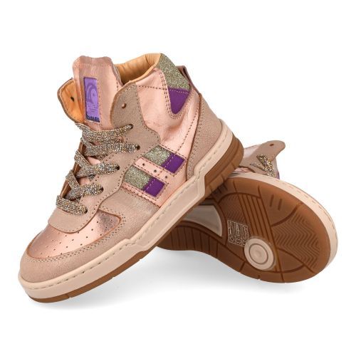 Rondinella sneakers GOUD  (goud metallic sneaker met lila accent - 12235-2P) - Junior Steps