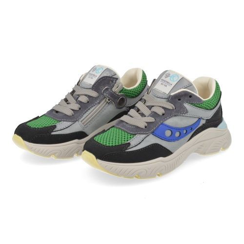 Rondinella sneakers grijs  (grijs groene sneaker met blauw accent - 12277-C) - Junior Steps