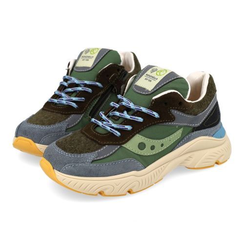 Rondinella sneakers grijs  (grijs groene sneaker met blauw accent - 12277 P) - Junior Steps