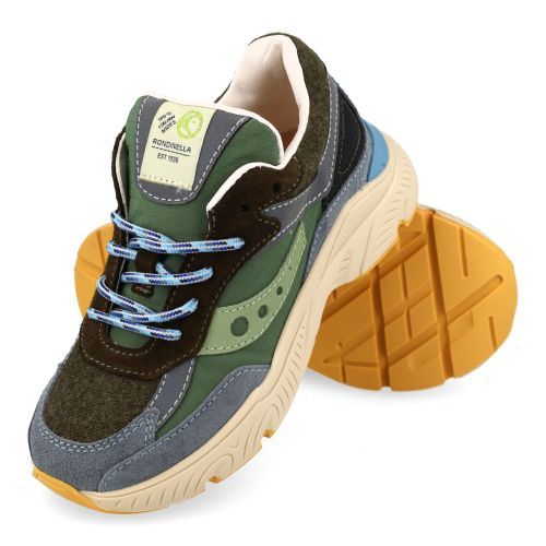 Rondinella sneakers grijs  (grijs groene sneaker met blauw accent - 12277 P) - Junior Steps