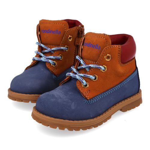 Rondinella veterboot jeans bl  (jeans - cognac veterbottine - 4432-4) - Junior Steps