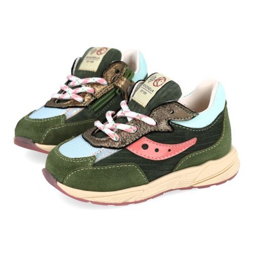 Rondinella sneakers kaki Meisjes (kaki roze - combi suéde sneaker - 4829I) - Junior Steps