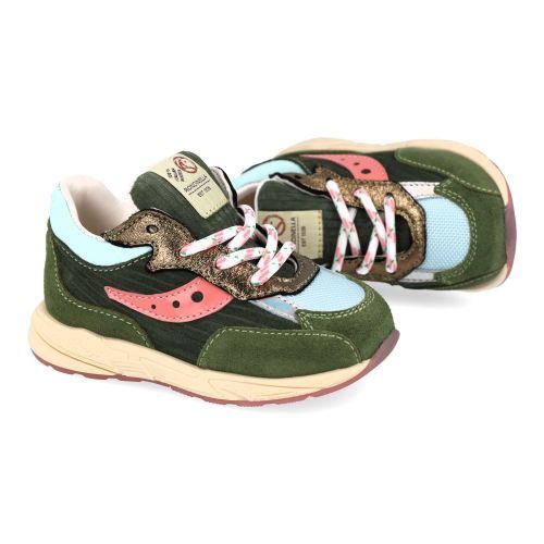 Rondinella sneakers kaki Meisjes (kaki roze - combi suéde sneaker - 4829I) - Junior Steps