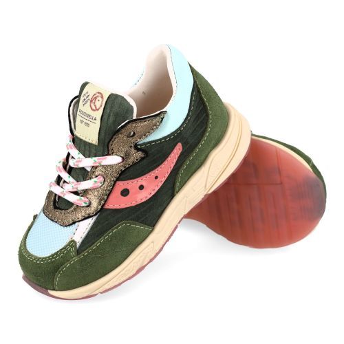 Rondinella sneakers kaki Meisjes (kaki roze - combi suéde sneaker - 4829I) - Junior Steps